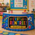 Back to school table skirt classroom decoration party supplies, perfect for kids school events. - Style 11