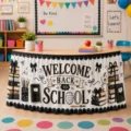 Back to school table skirt classroom decoration party supplies wholesale design detail view - Style 12