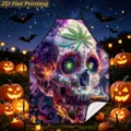 Halloween skull print kitchen apron, festival cooking sleeveless bib, home party decor. - Digital Print Gothic Punk Skull (TQWQ07-15)