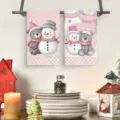 Weihnachten Mikrofaser Küchentuch Set, süßer Bär und Schneemann Druck Geschirrtuch für Fest. - 40*60cm / Stil 16 (2er-Pack)