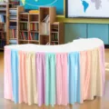 Colorful pleated pastel table skirt for party wedding banquet table decor decoration - 140*75cm / Macaron Stripes