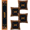 Autumn table runner and pillow covers set detail view, Thanksgiving harvest home decor items. - Set A1