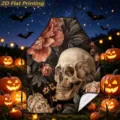 Halloween floral skull printed sleeveless kitchen apron home decor festival party wear - Black Big Floral Vintage Skull (TQWQ07-16)