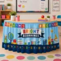 Back to school table skirt classroom decoration themed party school event supplies detail - Style 15