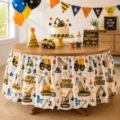 Baustelle Geburtstag Tischrock wasserdichte Polyester Tischdecke für Party Deko 1Stk - Baustellen Thema