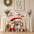 Christmas table skirt waterproof polyester holiday decorative table cloth detail view - ZQUN9-12