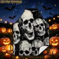 Halloween skull printed kitchen apron detail, spooky home decoration sleeveless cooking bib. - Classic Digital Print Skull (TQWQ07-21)