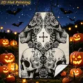 Halloween skull rose print apron kitchen cooking gothic design festival party decoration - Skull Rose Cross Retro Gothic (TQWQ07-24)