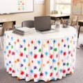 Colorful paint splatter classroom table skirt fitted table cover for school decor children - Colorful Splatter