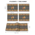 Thanksgiving table runner and 4 placemats set with cute gnome and pumpkin autumn patterns. - Set B2