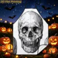 Halloween skull apron detail shot, festive kitchen cooking accessory with spooky print design. - Realistic Style Skull Pattern (TQWQ07-30)