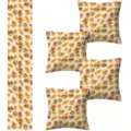Autumn maple leaf watercolor pillow covers and table runner set, Thanksgiving home decor. - Set A3