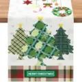 Christmas table runner with plaid trees design, perfect holiday dining table decor. - ZQ203-15 / 33x183cm