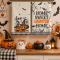 Halloween keukentheedoeken set, pompoen geest sneldrogende microvezel vaatdoeken voor thuis. - 40*60cm / Stijl 9 (MJBT187-9)