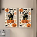 Set van sneldrogende microvezel handdoeken met leuke pompoen en kat Halloween print design. - 40*60cm / Stijl 4 (MJBT187-4)