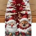 Centrotavola di Natale decorazione festiva Babbo Natale renna stampato bandiera tavolo - ZQ203-2 / 33x183cm