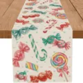 Christmas candy table runner festive holiday dining table decoration fabric placemat decor - ZQ203-7 / 33x183cm