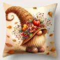 Thanksgiving autumn gnome throw pillow cover with pumpkin and maple leaf print for home decor. - 45*45cm Single Sided / CDR531-4
