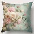 Close-up view of French vintage oil painting floral pattern throw pillow cover detail - 45*45cm Short Plush Single Sided Without Core / CDR513-3