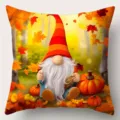 Autumn Gnome Pillow Cover Thanksgiving Maple Leaf Pumpkin Cushion Case Home Decor - 45*45cm Single Sided / CDR531-2