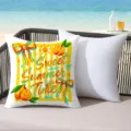 Summer beach decorative throw pillow with colorful fruit stripe design for resort home sofa. - 45*45cm Short Plush Single Sided Without Core / CDR491-21