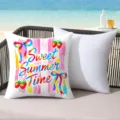Outdoor decorative throw pillow with colorful summer strawberry and text print scene view. - 45*45cm Short Plush Single Sided Without Core / CDR491-20