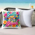 Tropical summer beach cushion cover with vibrant floral sunglasses print for outdoor decor. - 45*45cm Short Plush Single Sided Without Core / CDR491-17