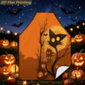 Halloween cat print kitchen apron, 2D flat printing holiday home decor, anti-fouling style. - Halloween Black Cat Art Illustration (TQWQ07-33)
