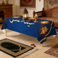 Middle Eastern style waterproof oilproof decorative tablecloth for living room dining room - 40x60cm (Brushed Fabric) / Deep Blue Lantern (ZB905-5)