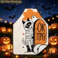 Halloween kitchen apron with cute mummy cat print, waterproof sleeveless baking bib for party. - Mummy Cat Ghost Tombstone (TQWQ07-36)