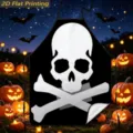 Halloween kitchen apron with scary skull and crossbones print, festive party decor item. - Black Big Skull Crossbones (TQWQ07-39)