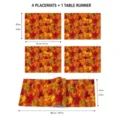 Thanksgiving maple leaf placemat and table runner set, 4 placemats 1 runner for home decor. - Set B4
