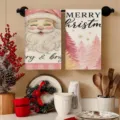 Asciugamani da cucina sospesi in microfibra di Natale con Babbo Natale e alberi. - 40*60cm / Stile 2 (Confezione da 2)