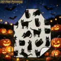 Halloween black cat print kitchen apron for festive home cooking and baking decor. - Black White Cat (TQWQ07-1)