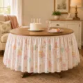 Waterproof round tablecloth birthday party table skirt cute cartoon pleated table cover - 140*75cm / Racing Theme