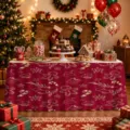 Christmas tablecloth red polyester waterproof holiday party dining table cover decoration - 140*75cm / ZQUN9-1