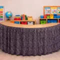Black and white composition notebook pattern curved table skirt for classroom party decor. - Composition Notebook Texture