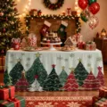 Christmas tablecloth polyester waterproof table skirt holiday party home decoration - 140*75cm / ZQUN9-2
