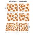 Fall pumpkin placemat and table runner set, perfect for Thanksgiving dining table decor. - Set B6