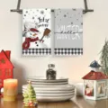 Weihnachten Mikrofaser Kuechentuecher Set mit niedlichem Schneemann und Wintermustern. - 40*60cm / Stil 6 (2er-Pack)