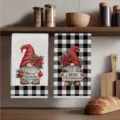 Weihnachtswichtel Kuechen Geschirrtuch Mikrofaser Buerokarte Putztuch Karomuster - 40*60cm / Stil 9 (2er-Pack)