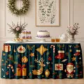 Christmas tablecloth festive holiday table skirt waterproof decorative fabric for dining room home - ZQUN9-5
