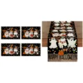 Halloween table runner and placemats set linen dining table decor spooky ghosts 5pcs - ZQ206-7