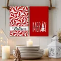 Weihnachtliches Mikrofaser-Küchentuch, rote Pfefferminzbonbon- und Weihnachts-Variante. - 40*60cm / Stil 12 (2er-Pack)