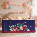 Christmas polyester waterproof table skirt, festive holiday party decoration for dining table. - ZQUN9-8