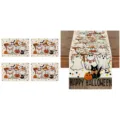 Halloween table runner and placemats set linen festive party table decoration 4pcs - ZQ206-8