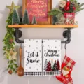 Weihnachten Küchentücher Set mit Schneeflocke und Tannenbaum Druck, Mikrofasertuch Geschtuch. - 40*60cm / Stil 13 (2er-Pack)