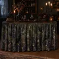 Γοτθική φούστα τραπεζιού Halloween με σχέδιο κορακιού και φεγγαριού, ιδανική για πάρτι. - HZQUN3-16