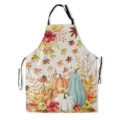 Autumn pumpkin print kitchen apron with adjustable straps for cooking and baking - Autumn Floral Pumpkin (TQWQ07-44)