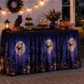 Φούστα τραπεζιού Halloween με σχέδιο φεγγαριού και κουκουβάγιας, ιδανική για πάρτι. - HZQUN3-18